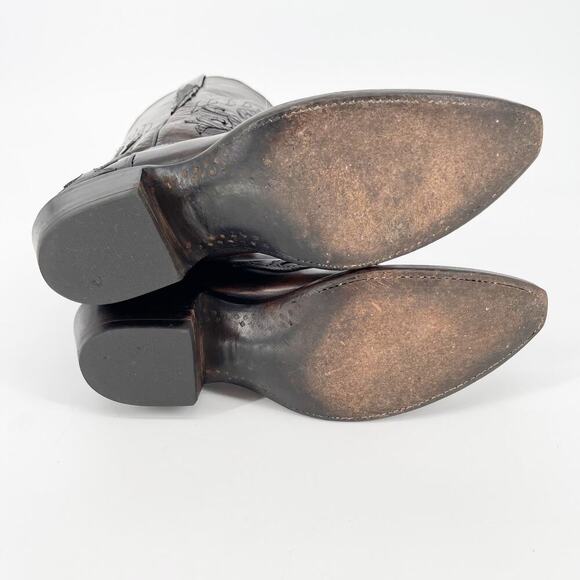 Lucchese Classics Brown Exotic Lizard Leather Overlay Western Cowgirl Boot sz 7 - Picture 11 of 12